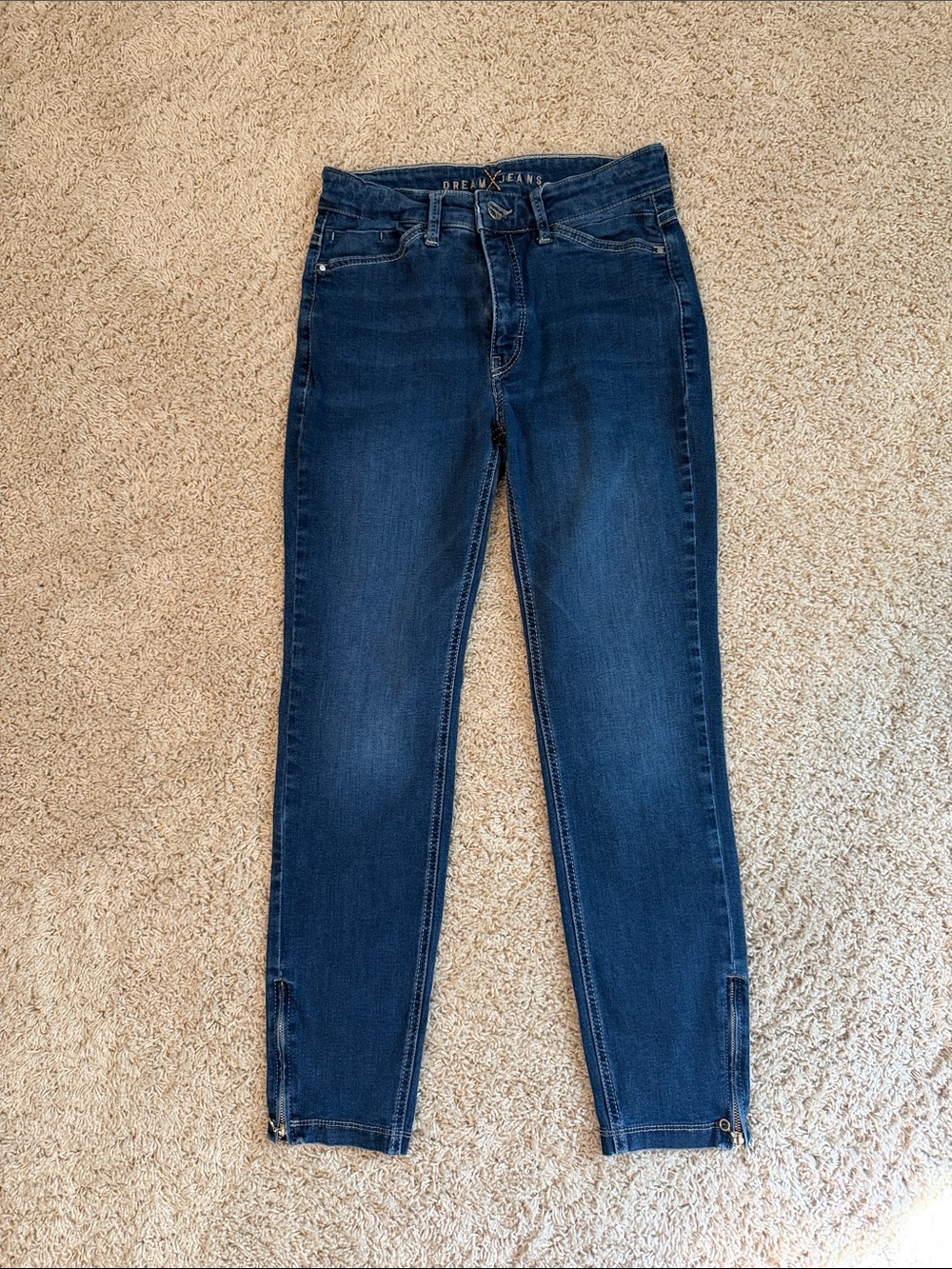 MAC Dream Jeans Women’s Dark Blue Skinny Jeans with Ankle Zippers size 27